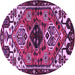 Round Machine Washable Persian Purple Traditional Area Rugs, wshtr519pur