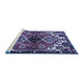 Sideview of Machine Washable Persian Blue Traditional Rug, wshtr519blu