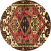Round Persian Brown Traditional Rug, tr519brn