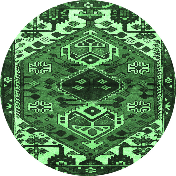Round Persian Emerald Green Traditional Rug, tr519emgrn
