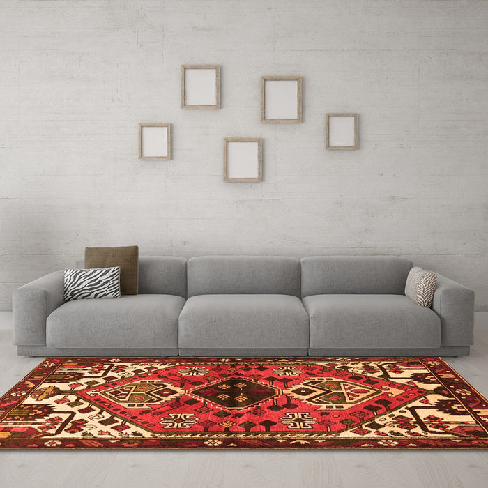 Machine Washable Persian Orange Traditional Area Rugs in a Living Room, wshtr519org