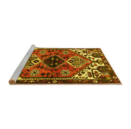 Sideview of Machine Washable Persian Yellow Traditional Rug, wshtr519yw