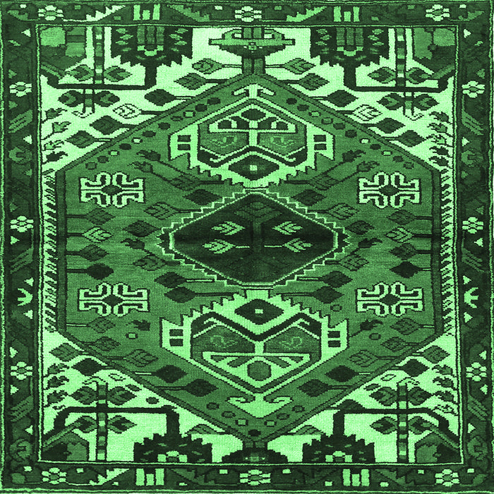 Square Machine Washable Persian Emerald Green Traditional Area Rugs, wshtr519emgrn