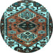Round Persian Light Blue Traditional Rug, tr519lblu