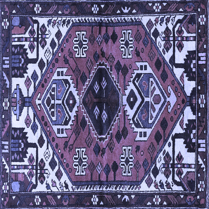 Square Machine Washable Persian Blue Traditional Rug, wshtr519blu