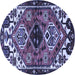 Round Persian Blue Traditional Rug, tr519blu