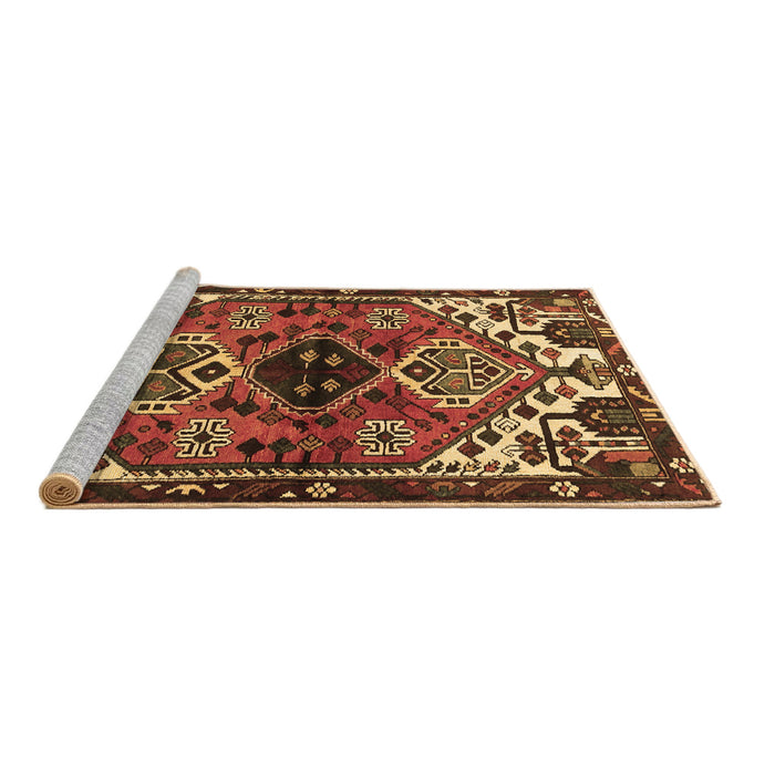 Sideview of Machine Washable Persian Brown Traditional Rug, wshtr519brn
