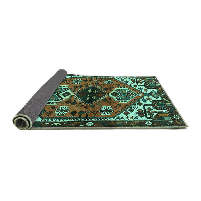 Sideview of Persian Turquoise Traditional Rug, tr519turq