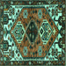 Square Machine Washable Persian Turquoise Traditional Area Rugs, wshtr519turq