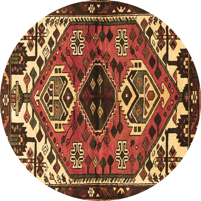 Round Machine Washable Persian Brown Traditional Rug, wshtr519brn
