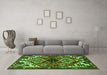 Machine Washable Persian Green Traditional Area Rugs in a Living Room,, wshtr519grn