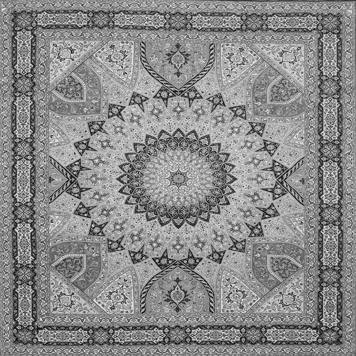 Round Machine Washable Medallion Gray Traditional Rug, wshtr51gry