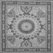 Round Machine Washable Medallion Gray Traditional Rug, wshtr51gry