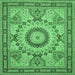 Square Machine Washable Medallion Emerald Green Traditional Area Rugs, wshtr51emgrn