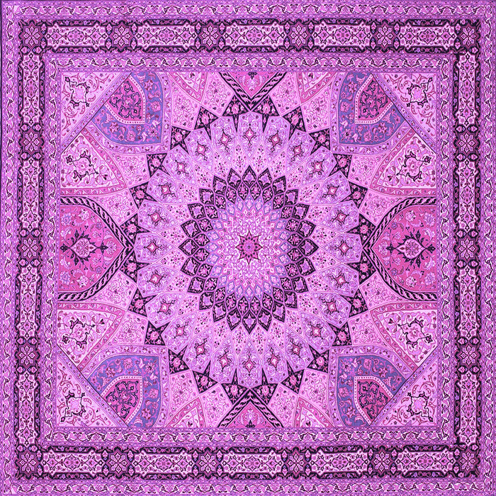 Square Machine Washable Medallion Purple Traditional Area Rugs, wshtr51pur