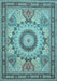 Machine Washable Medallion Light Blue Traditional Rug, wshtr51lblu