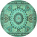 Round Medallion Turquoise Traditional Rug, tr51turq