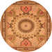 Machine Washable Medallion Orange Traditional Area Rugs, wshtr51org