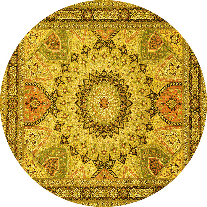 Round Medallion Yellow Traditional Rug, tr51yw