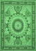 Machine Washable Medallion Emerald Green Traditional Area Rugs, wshtr51emgrn