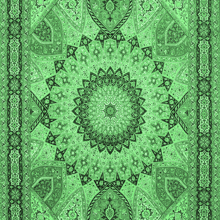 Machine Washable Medallion Emerald Green Traditional Area Rugs, wshtr51emgrn