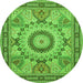 Machine Washable Medallion Green Traditional Area Rugs, wshtr51grn