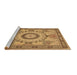 Sideview of Machine Washable Medallion Brown Traditional Rug, wshtr51brn