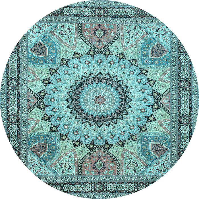 Round Medallion Light Blue Traditional Rug, tr51lblu