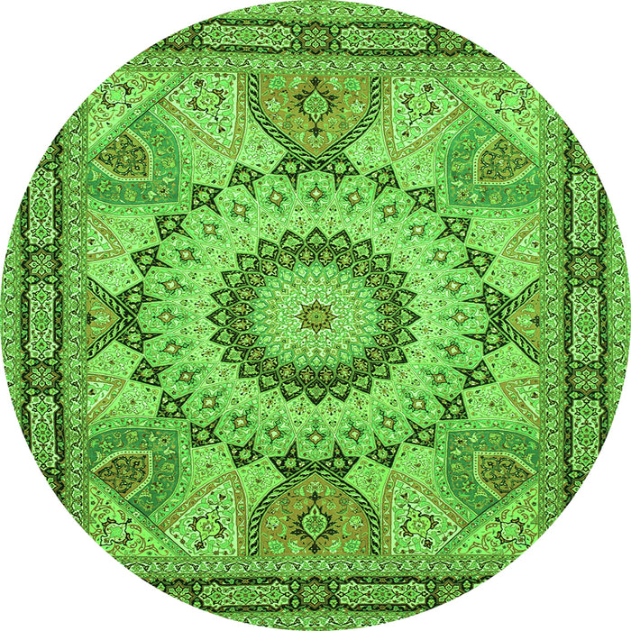 Square Medallion Green Traditional Rug, tr51grn