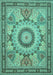 Machine Washable Medallion Turquoise Traditional Area Rugs, wshtr51turq