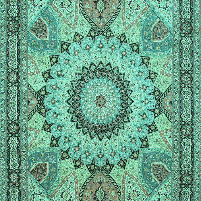Machine Washable Medallion Turquoise Traditional Area Rugs, wshtr51turq