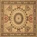 Square Machine Washable Medallion Brown Traditional Rug, wshtr51brn