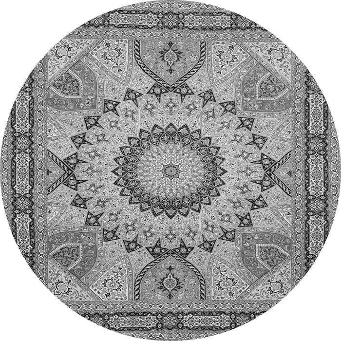 Machine Washable Medallion Gray Traditional Rug, wshtr51gry
