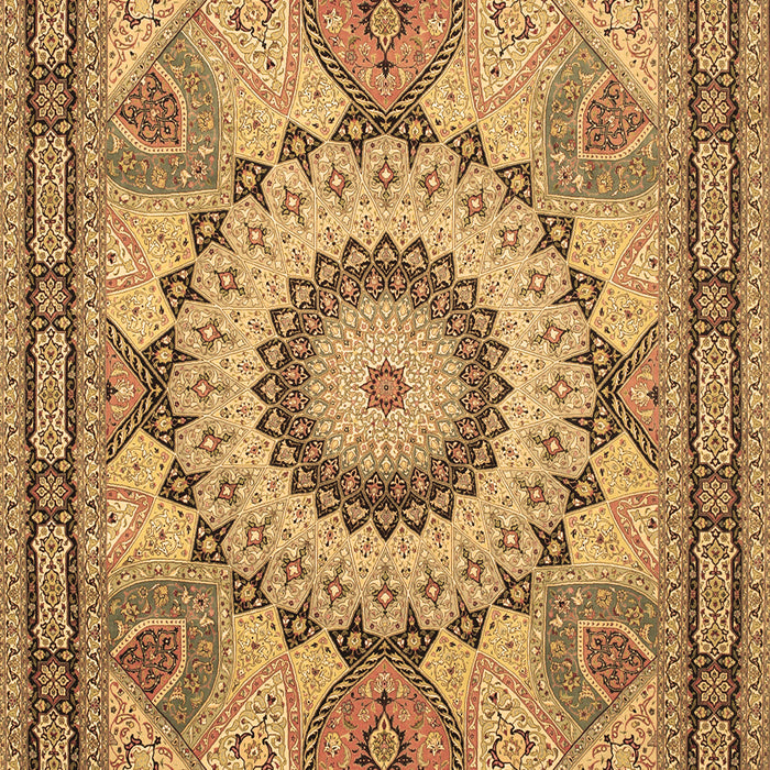 Machine Washable Medallion Brown Traditional Rug, wshtr51brn