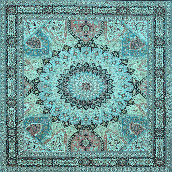 Square Medallion Light Blue Traditional Rug, tr51lblu