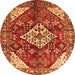 Machine Washable Medallion Orange Traditional Area Rugs, wshtr520org