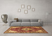 Machine Washable Medallion Brown Traditional Rug in a Living Room,, wshtr520brn