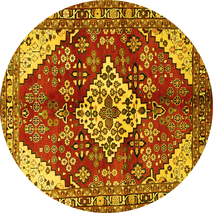 Round Medallion Yellow Traditional Rug, tr520yw