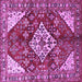 Square Machine Washable Medallion Purple Traditional Area Rugs, wshtr520pur