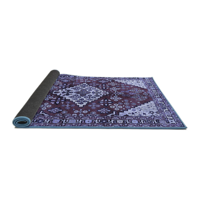 Sideview of Medallion Blue Traditional Rug, tr520blu