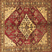 Square Machine Washable Medallion Brown Traditional Rug, wshtr520brn