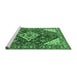 Sideview of Machine Washable Medallion Emerald Green Traditional Area Rugs, wshtr520emgrn