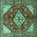 Square Medallion Turquoise Traditional Rug, tr520turq