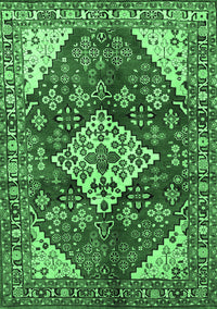 Medallion Emerald Green Traditional Rug, tr520emgrn