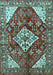 Machine Washable Medallion Light Blue Traditional Rug, wshtr520lblu