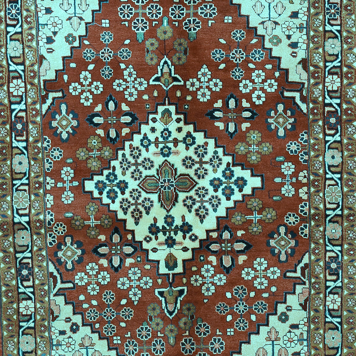 Machine Washable Medallion Light Blue Traditional Rug, wshtr520lblu
