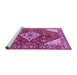 Sideview of Machine Washable Medallion Purple Traditional Area Rugs, wshtr520pur