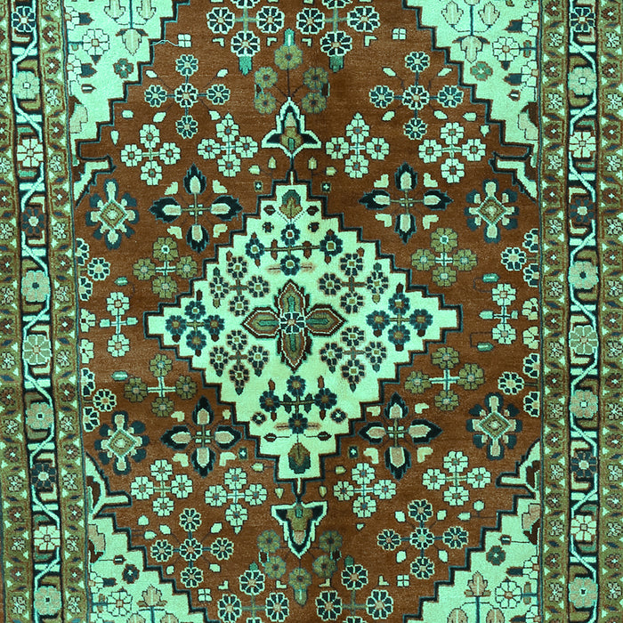Machine Washable Medallion Turquoise Traditional Area Rugs, wshtr520turq