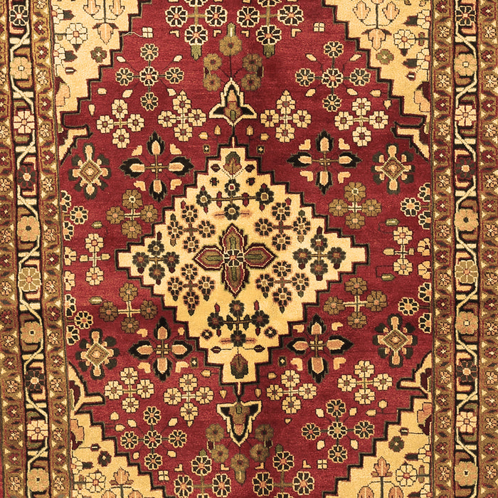 Machine Washable Medallion Brown Traditional Rug, wshtr520brn