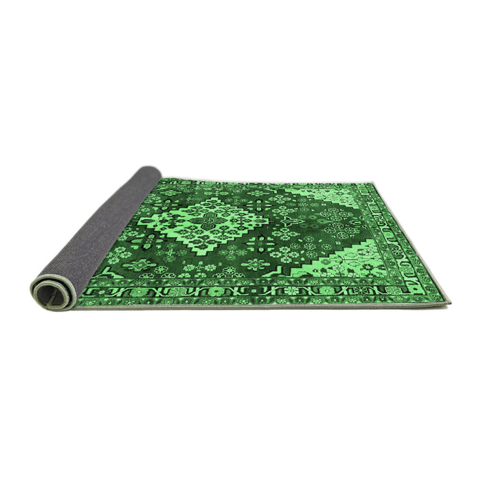 Sideview of Medallion Emerald Green Traditional Rug, tr520emgrn
